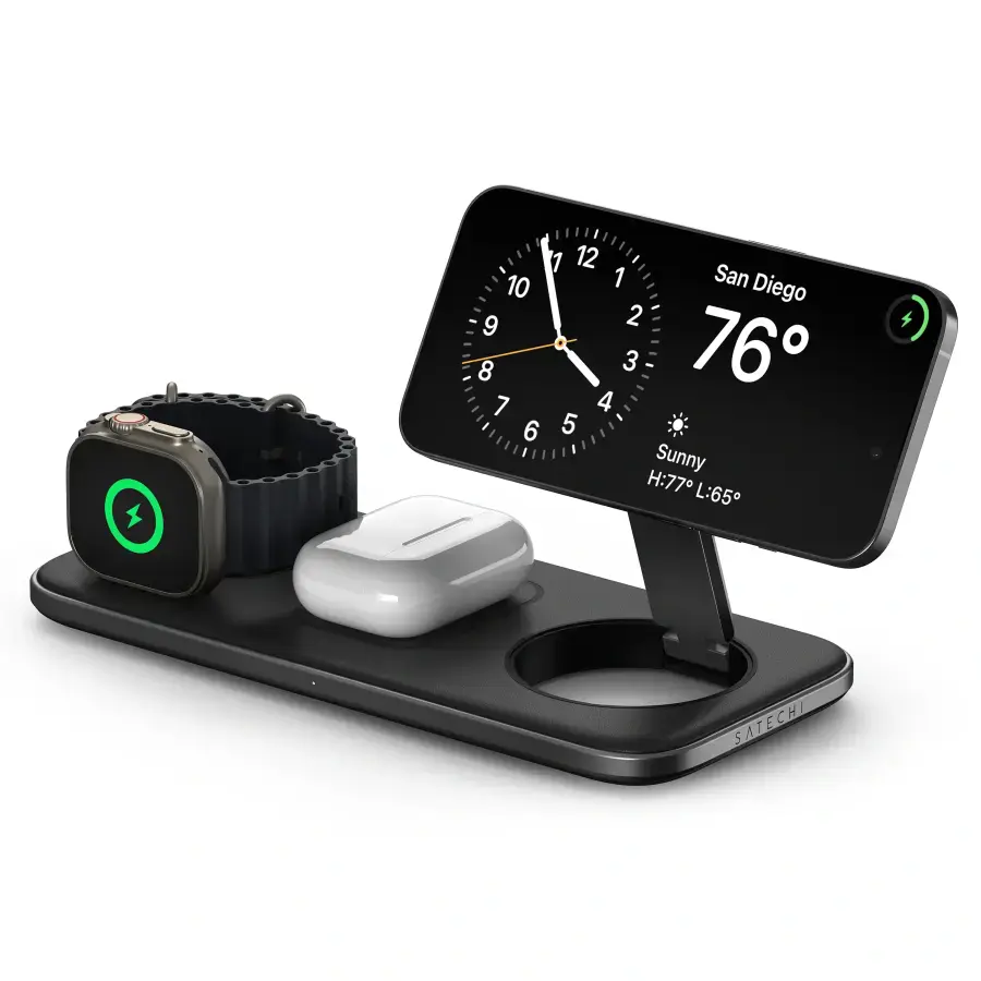 Бездротовий зарядний пристрій Satechi Qi2 15W Trio Wireless Charging Pad - Space Gray (ST-QTPM-EA)