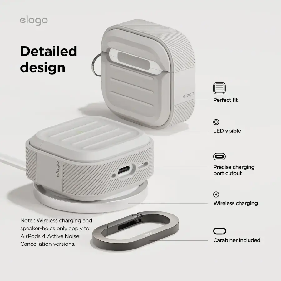 Чехол Elago Armor Hang for Airpods 4rd Gen - Stone (EAP4AM-HANG-ST)