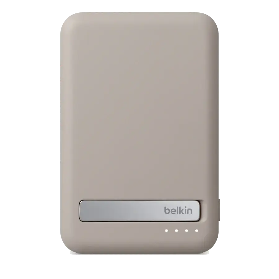 Портативний зарядний пристрій [Power Bank] з MagSafe та підставкою Belkin BoostCharge Pro Magnetic Charging Power Bank MagSafe 5K Qi2 15W - Sand (BPD006jqSD-APL, HRX42)