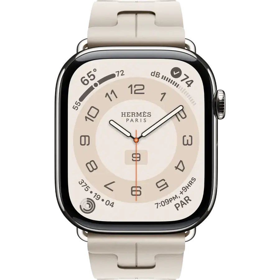 Apple Watch Hermès Series 10 GPS + Cellular 46mm Silver Titanium Case with Béton Kilim Single Tour (MX193+MXJL3)