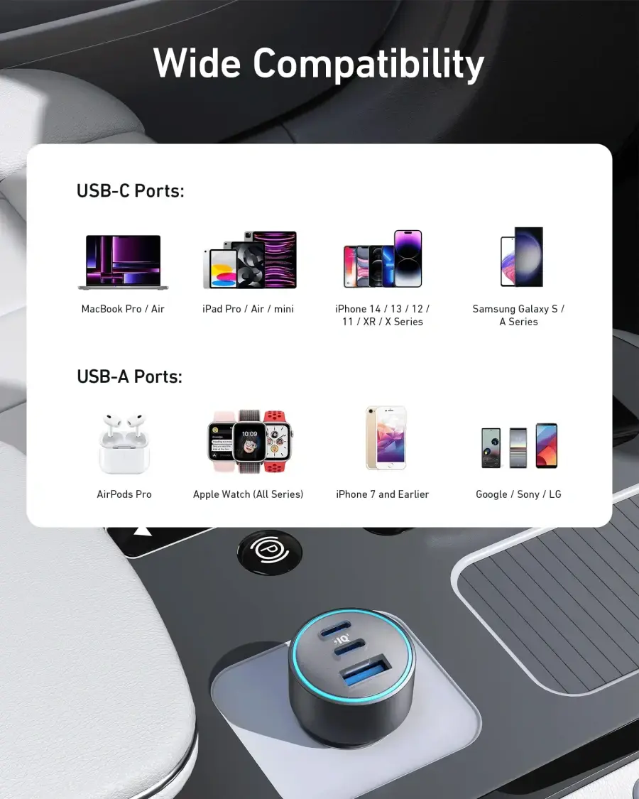 Автомобільний зарядний пристрій Anker 535 USB-C Fast Car 3-Port Charger 67W with USB-C Cable (B27310A1)