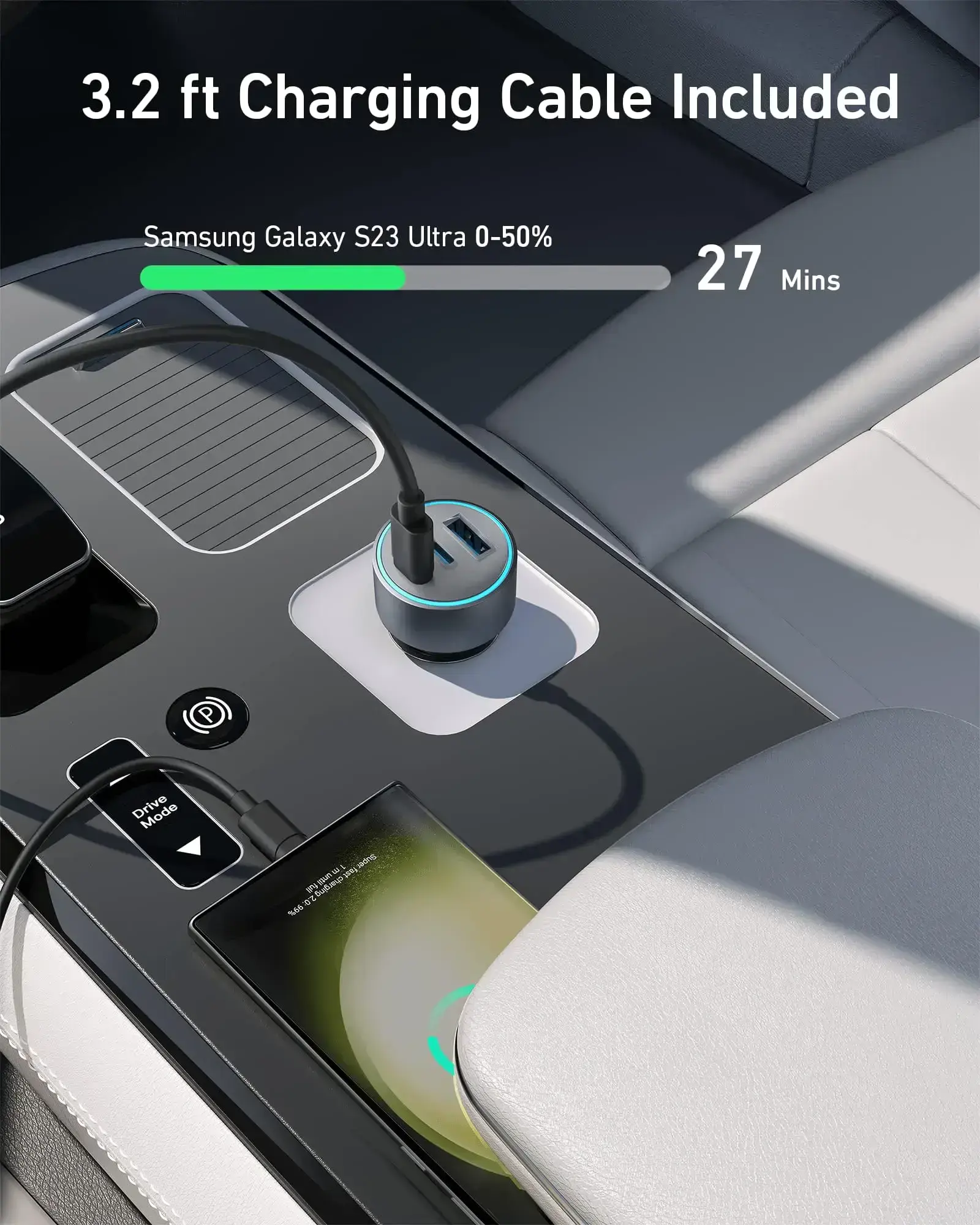 Автомобильное зарядное устройство Anker 535 USB-C Fast Car 3-Port Charger 67W с USB-C Cable (B27310A1)