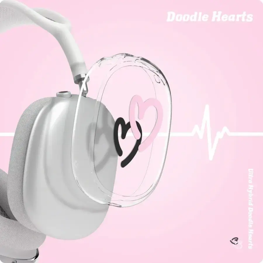 Чехол для AirPods Max Spigen Case Ultra Hybrid Pro - Doodle Hearts Black Pink (ACS07570)