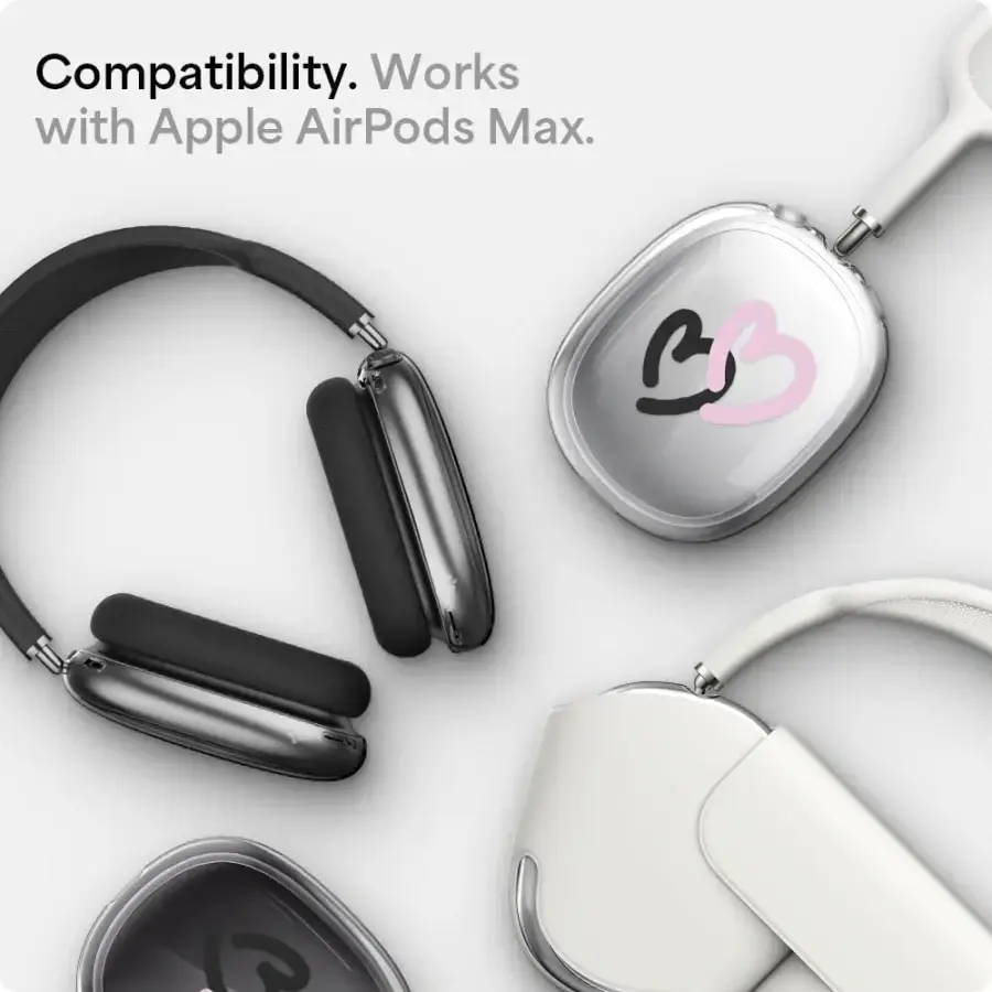 Чехол для AirPods Max Spigen Case Ultra Hybrid Pro - Doodle Hearts Black Pink (ACS07570)