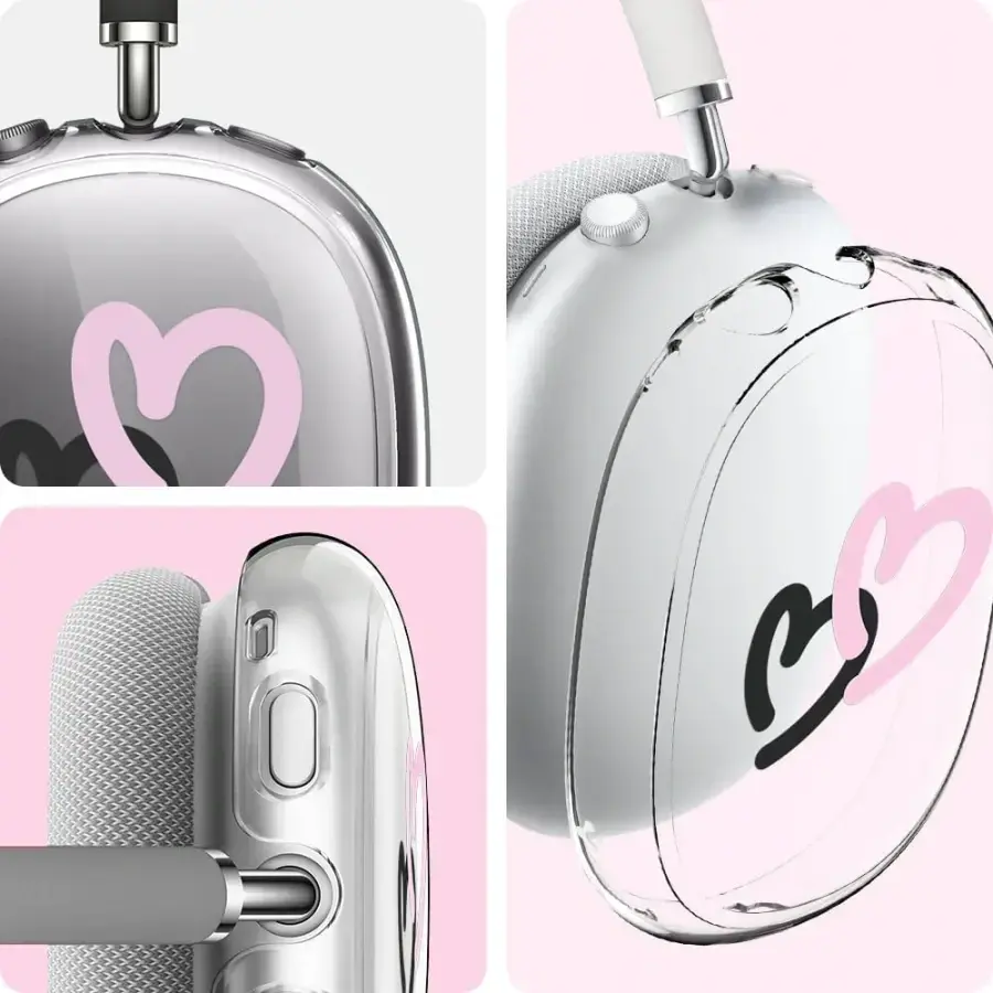 Чехол для AirPods Max Spigen Case Ultra Hybrid Pro - Doodle Hearts Black Pink (ACS07570)