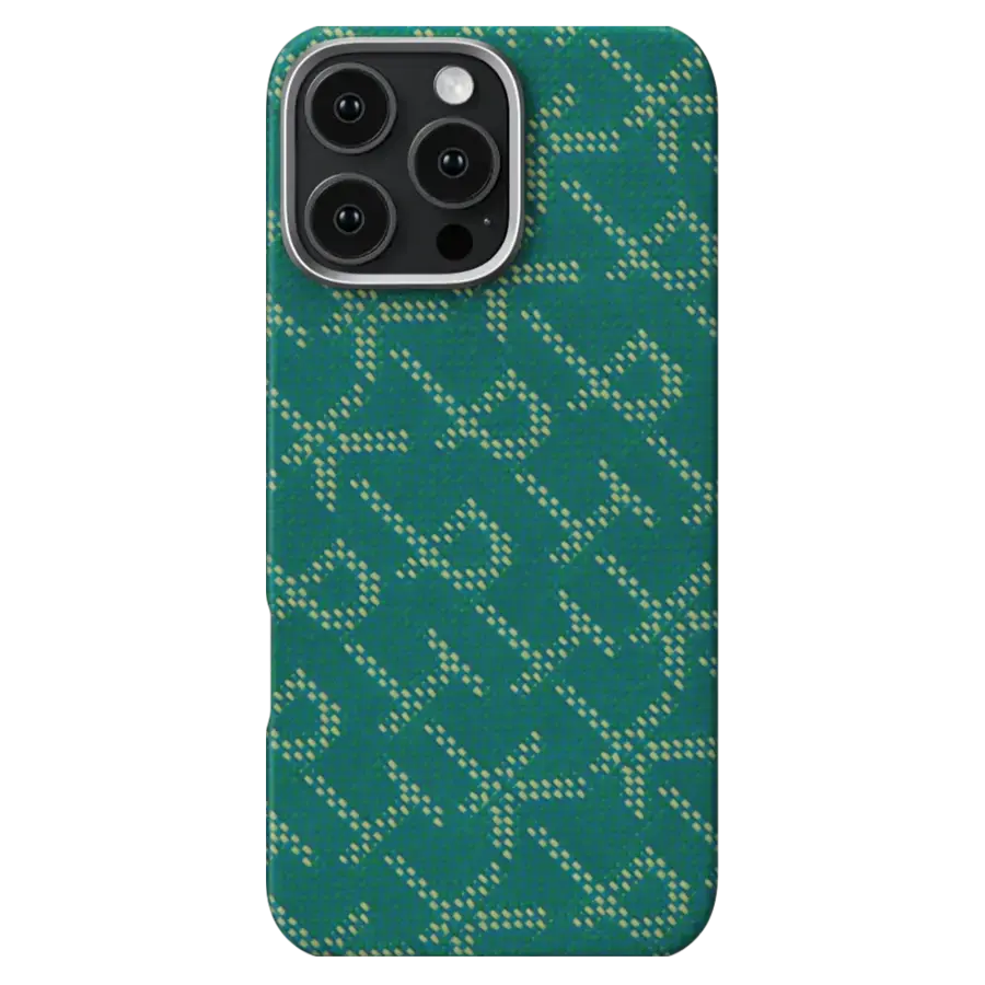 Чохол Pitaka Tactile Woven Case Monogram for iPhone 16 Pro - Green/Gold (KI1601PTK)