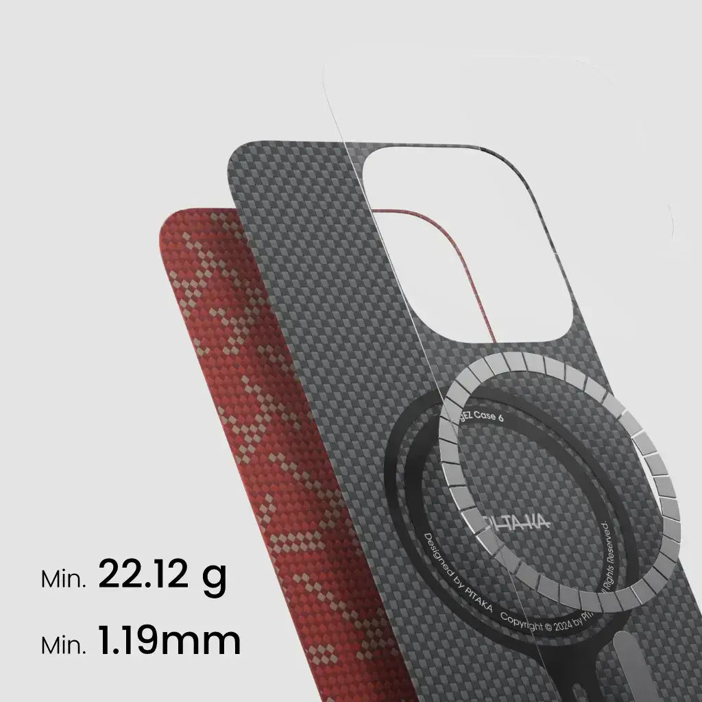 Чехол Pitaka Tactile Woven Case Monogram for iPhone 16 Pro - Red/Gold (KI1602PTK)