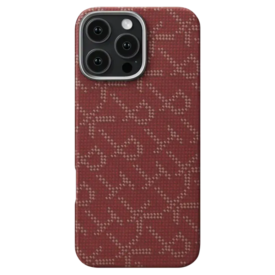 Чохол Pitaka Tactile Woven Case Monogram for iPhone 16 Pro - Red/Gold (KI1602PTK)