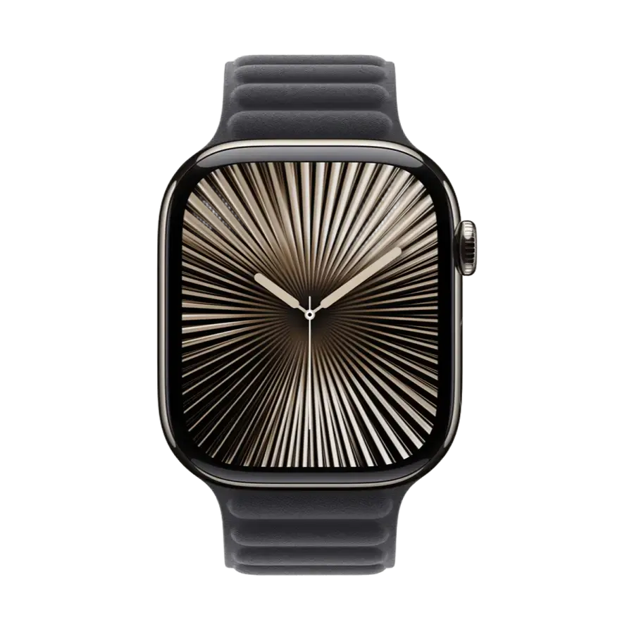 Apple Watch Series 10 GPS + Cellular 46mm Natural Titanium Case with Black Magnetic Link - S/M (MX163+MXWY3)