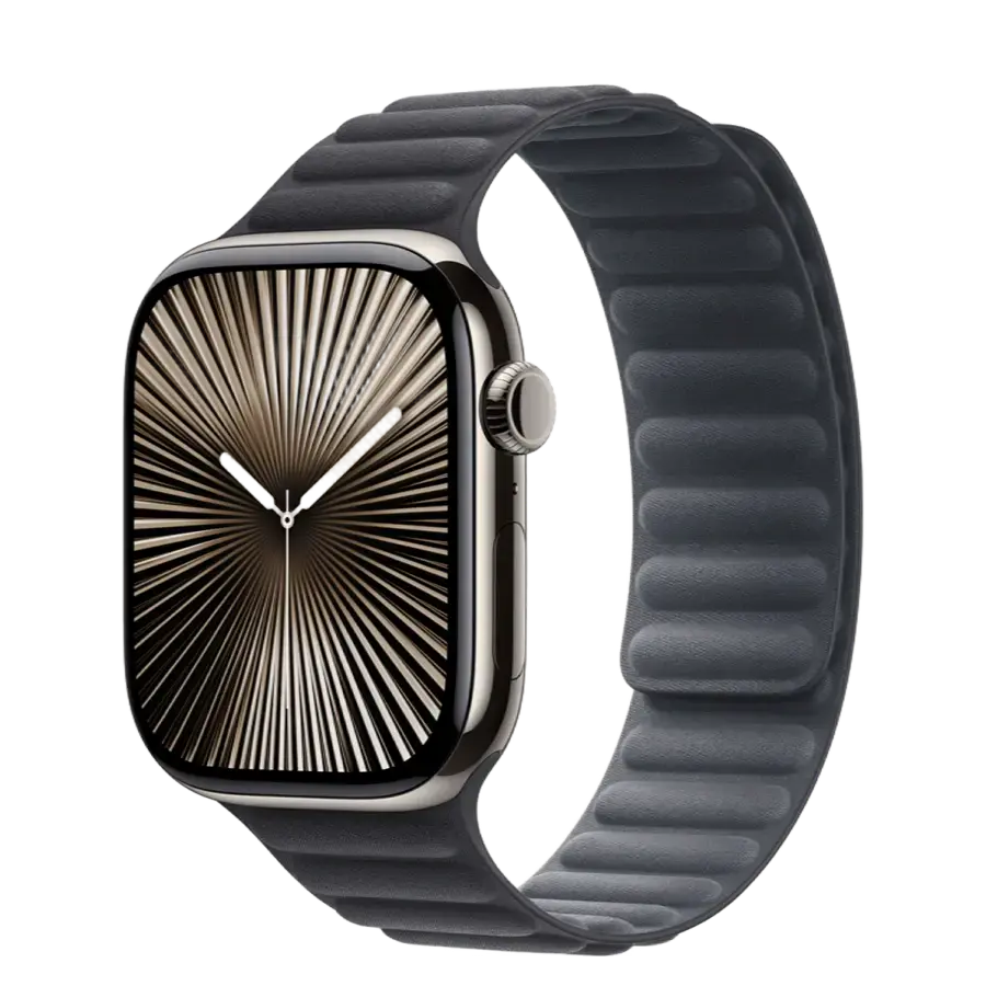 Apple Watch Series 10 GPS + Cellular 46mm Natural Titanium Case with Black Magnetic Link - S/M (MX163+MXWY3)