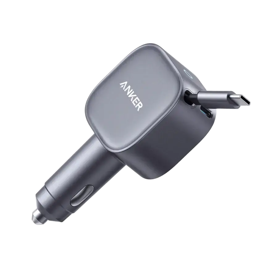 Автомобильное зарядное устройство Anker Nano 75W Car Charger [порт USB-C, встроенный выдвижной кабель USB-C] (A2738A1)