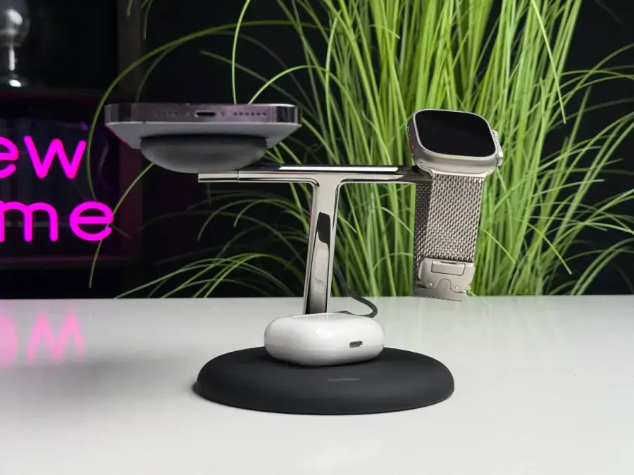 OPEN BOX Бездротовий зарядний пристрій Belkin BoostCharge Pro 3-in-1 Magnetic Charging Stand with Qi2 15W - Black (WIZ023ttBK) US Plug OPEN BOX