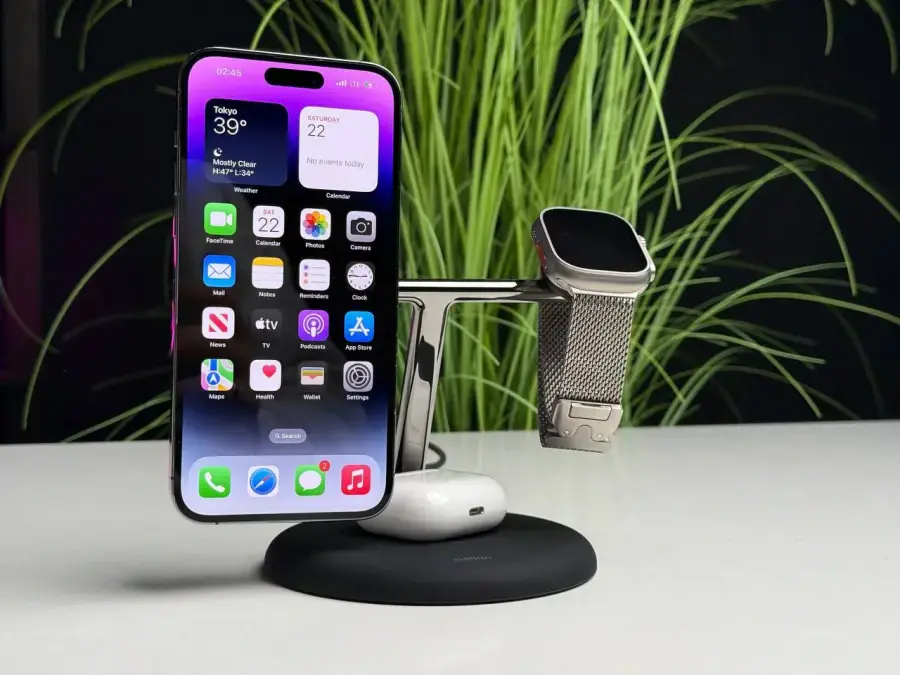 OPEN BOX Бездротовий зарядний пристрій Belkin BoostCharge Pro 3-in-1 Magnetic Charging Stand with Qi2 15W - Black (WIZ023ttBK) US Plug OPEN BOX