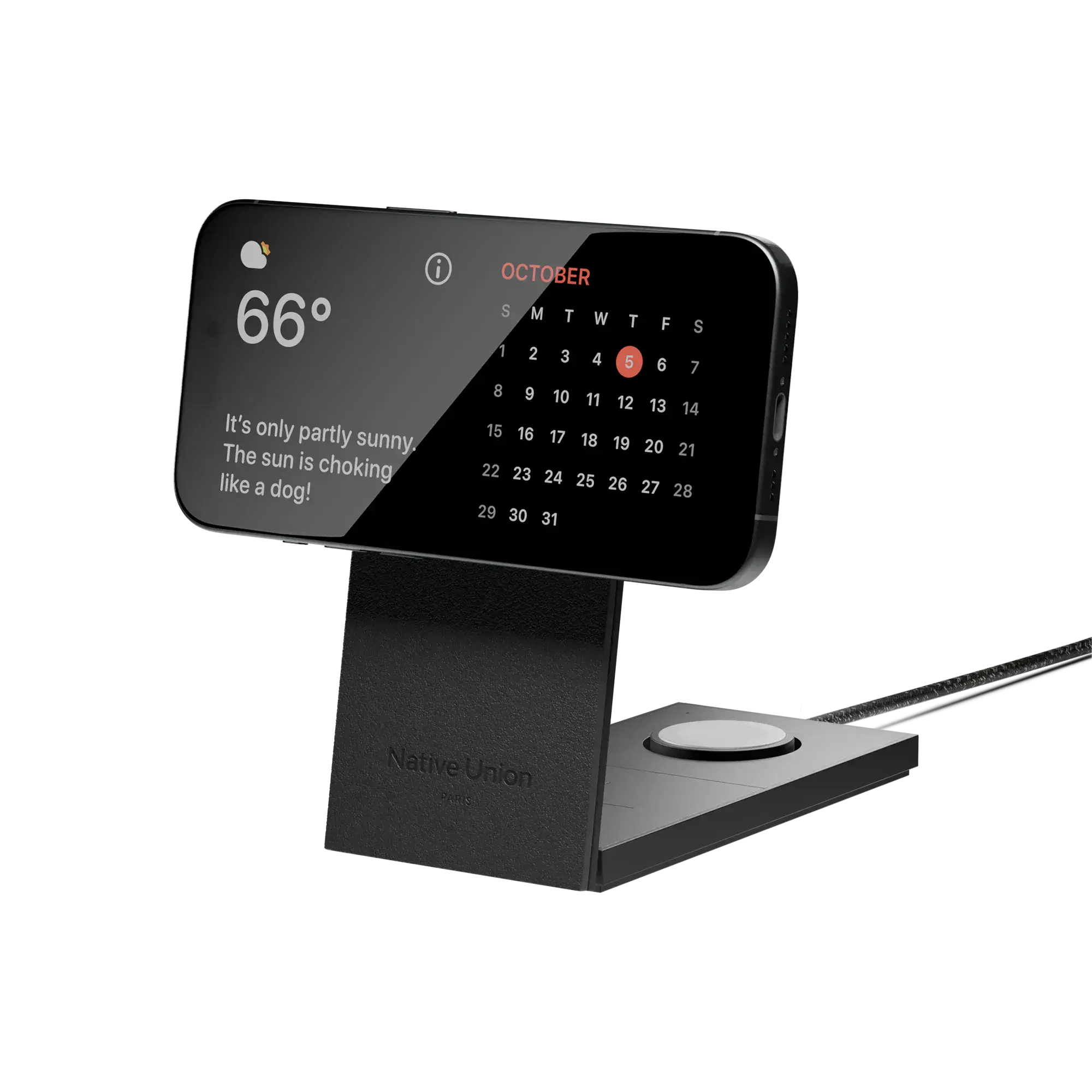 Беспроводное зарядное устройство для Native Union Rise 3-in-1 Qi2 Wireless Charger - Black (RS-3IN1-BLK-INT)