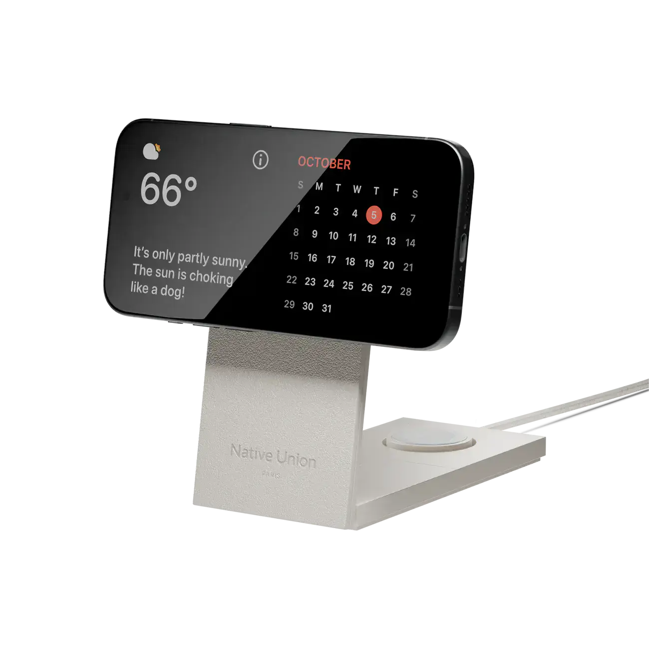 Беспроводное зарядное устройство для Native Union Rise 3-in-1 Qi2 Wireless Charger - Sandstone (RS-3IN1-SAN-INT)
