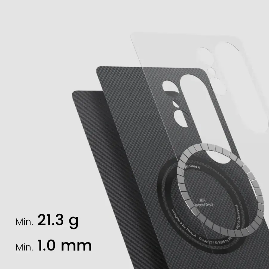 Чохол Pitaka Ultra-Slim Case Classic Twill 600D for Samsung Galaxy S25 - Black/Grey (KS2501)