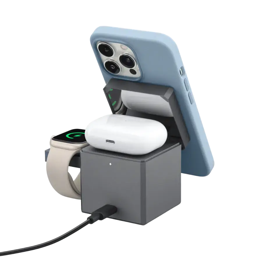 Док-станція Anker 3-in-1 Cube with Qi2 – Gray (Y1812HA1) US Plug