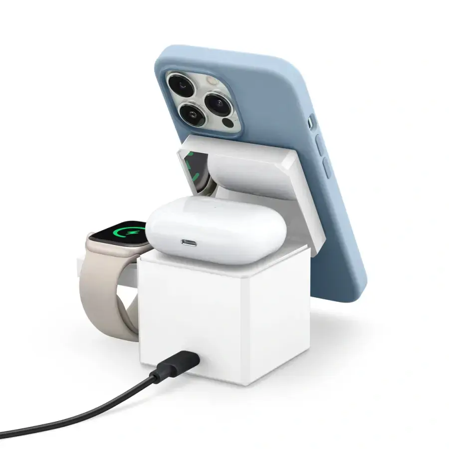 Док-станція Anker 3-in-1 Cube with Qi2 – White (Y1812H21) EU Plug