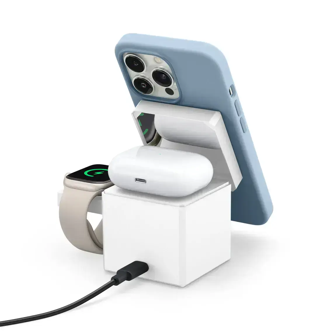 Док-станция Anker 3-in-1 Cube with Qi2 – White (Y1812H21) US Plug