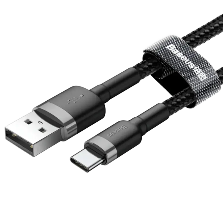 Кабель Baseus Cafule Cable USB For Type-C 1m - Gray/Black (CATKLF-BG1)