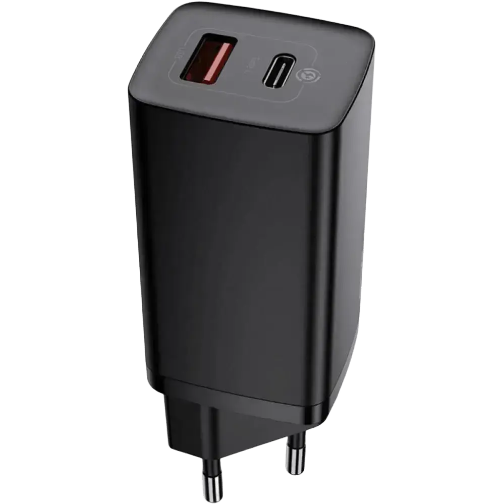 Сетевое зарядное устройство Baseus GaN2 Lite Quick Charger C+U 65W EU - Black (CCGAN2L-B01)