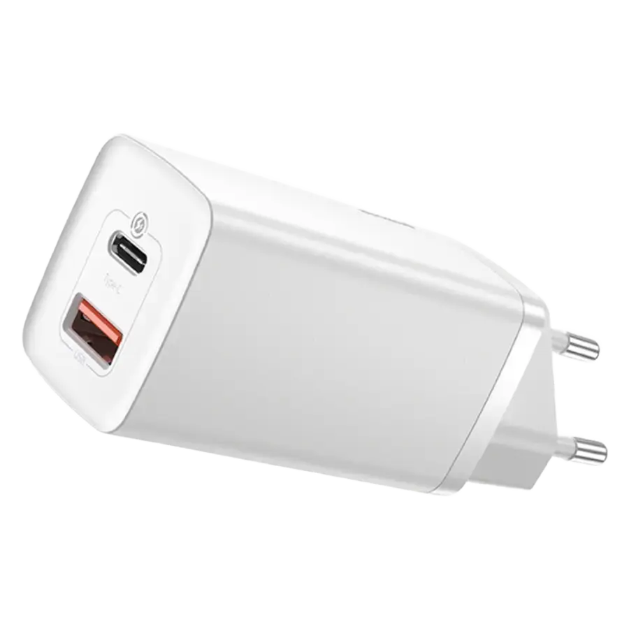 Мережевий зарядний пристрій Baseus GaN2 Lite Quick Charger C+U 65W EU - White (CCGAN2L-B02)