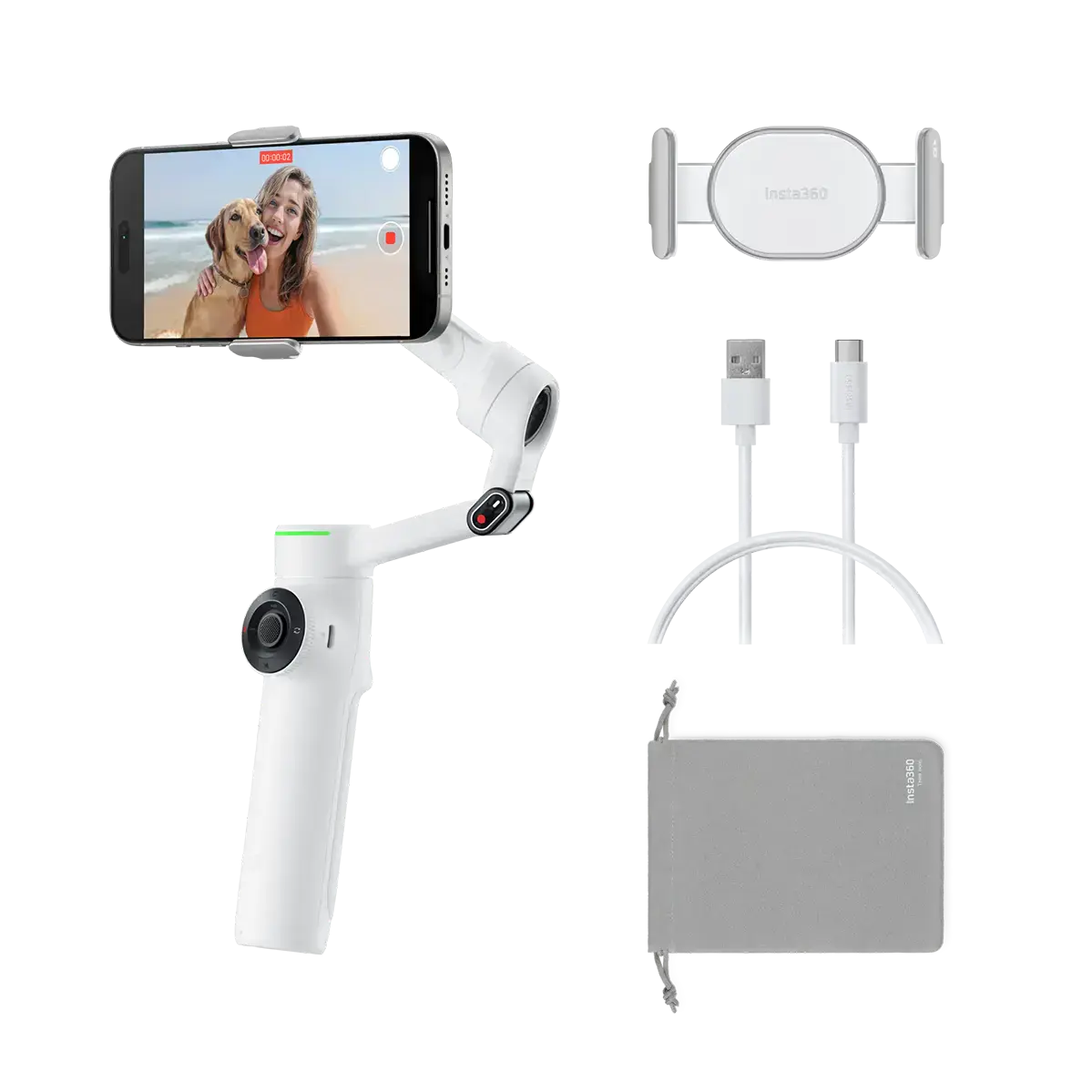 Монопод-стабилизатор для смартфона Insta360 Flow 2 Pro [Standard Bundle] - Summit White (CINSABQB-W)