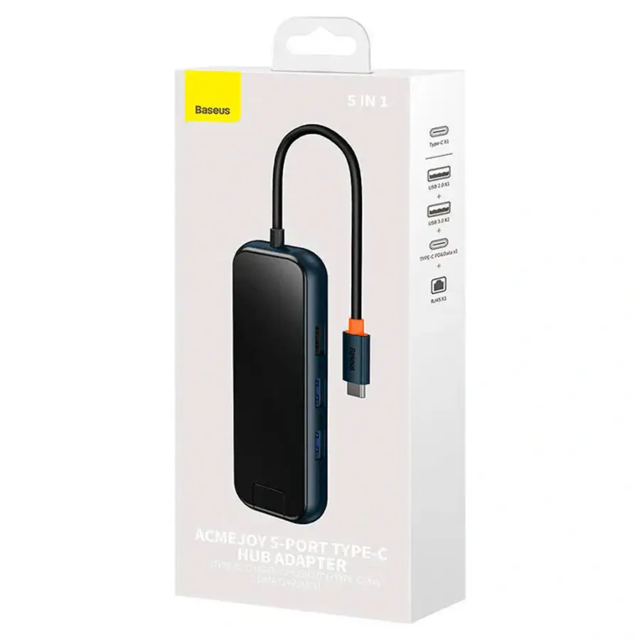Мультипортовий адаптер USB-Hub Baseus AcmeJoy 5-Port Type-C HUB Adapter - Dark Gray (WKJZ010113)