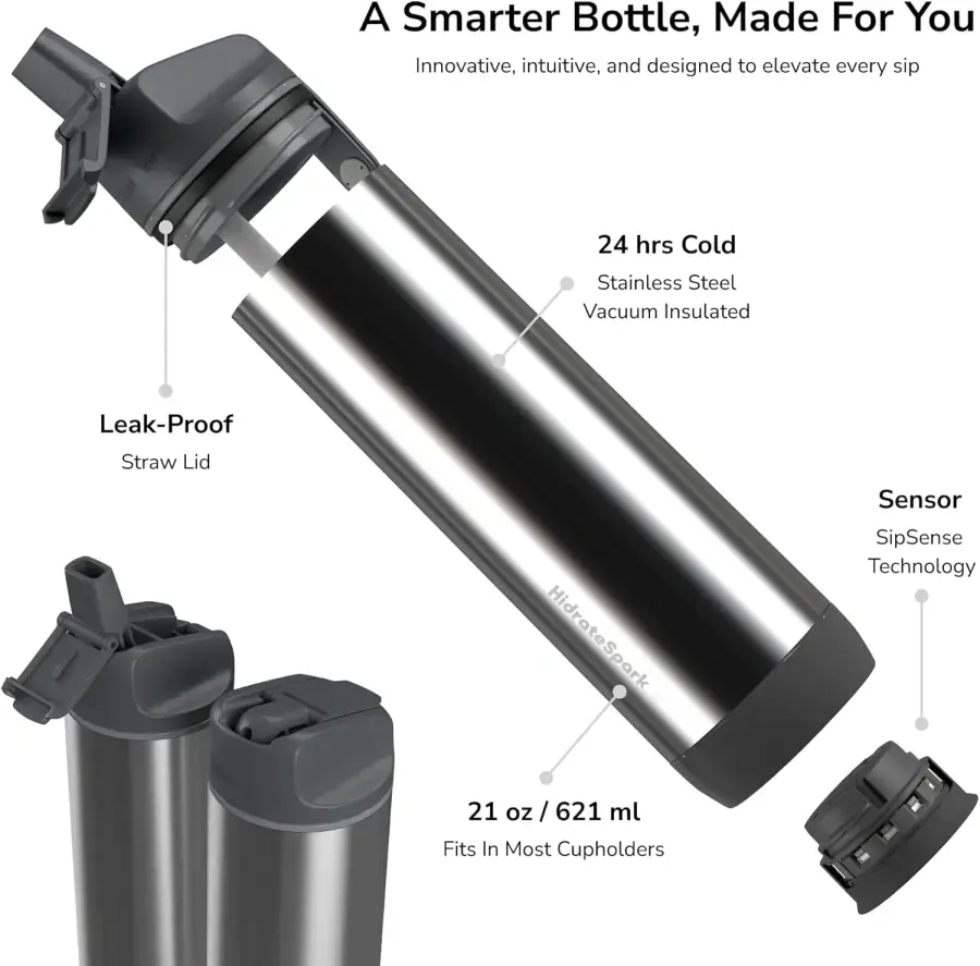 Розумна пляшка для води HidrateSpark PRO 21 oz/621 ml - Chug + Straw Lid - Aurora (HI-009-009)