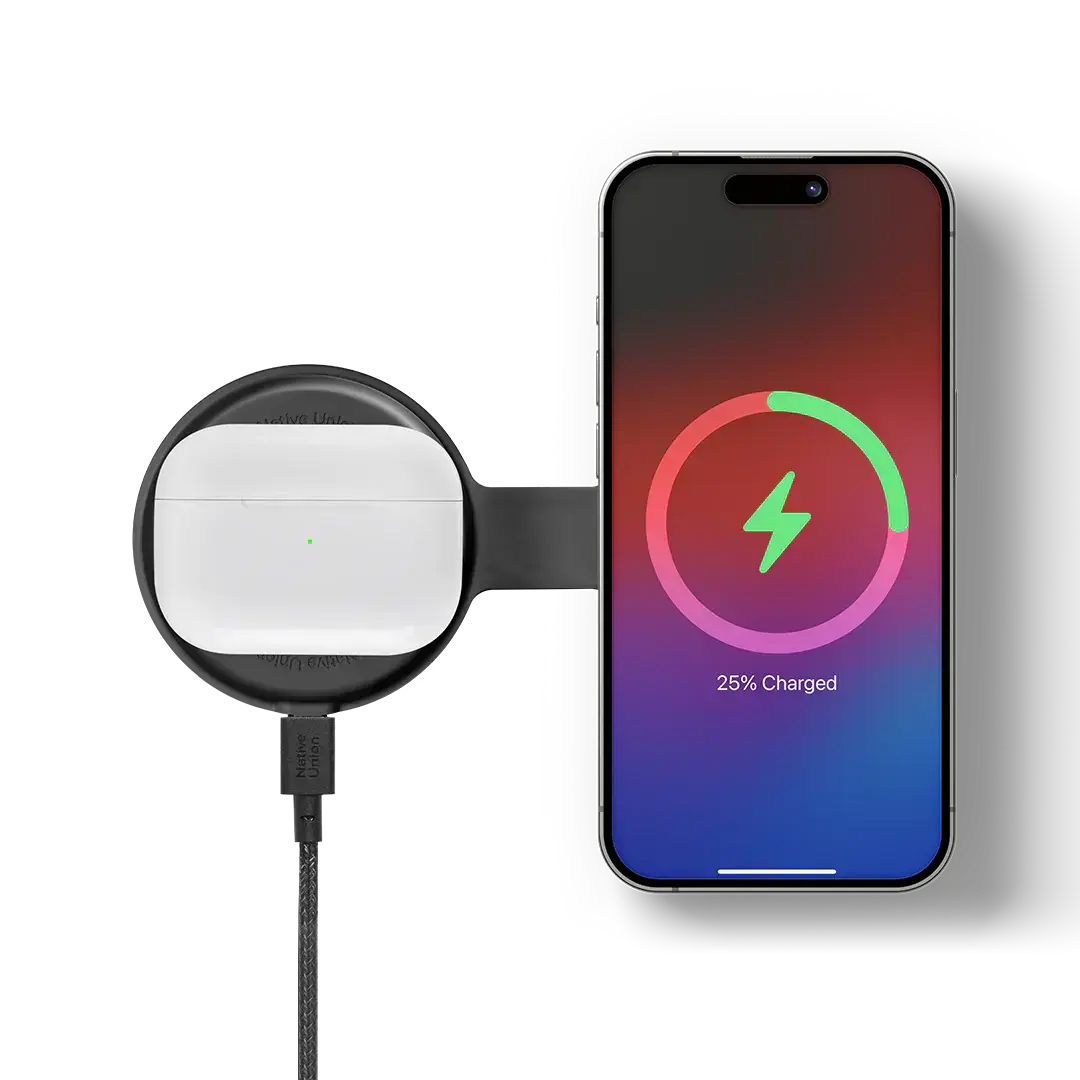 Складаний бездротовий зарядний пристрій Native Union Voyage 2-in-1 Qi2 Wireless Charger - Black (VOY-2IN1-WL-BLK)