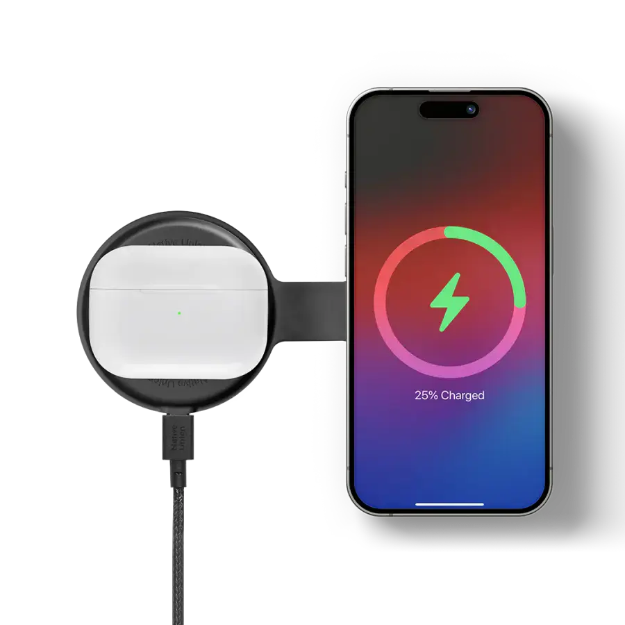 Складаний бездротовий зарядний пристрій Native Union Voyage 2-in-1 Qi2 Wireless Charger - Black (VOY-2IN1-WL-BLK)