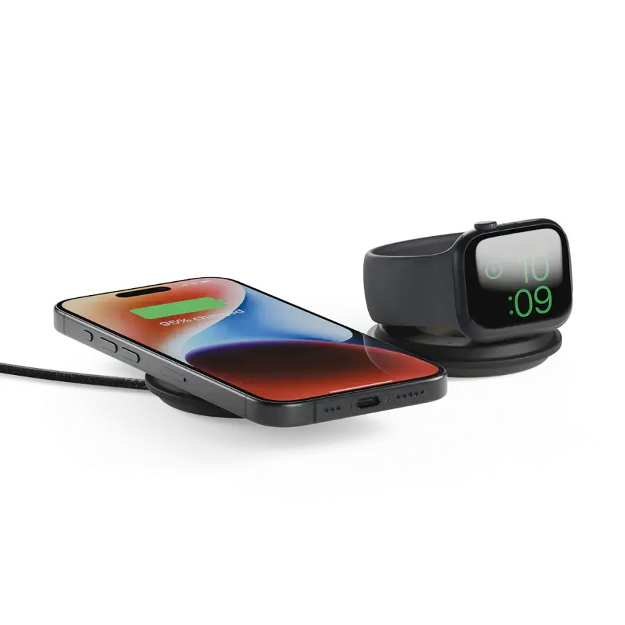 Складаний бездротовий зарядний пристрій Native Union Voyage 2-in-1 Qi2 Wireless Charger - Black (VOY-2IN1-WL-BLK)