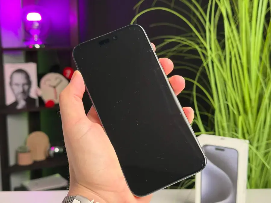 Б/У Apple iPhone 15 Pro Max 256GB Blue Titanium (MU7A3) - Состояние: удовлетворительный | Аккумулятор: 91% | Комплектация: полный | Гарантія: 1 мес.