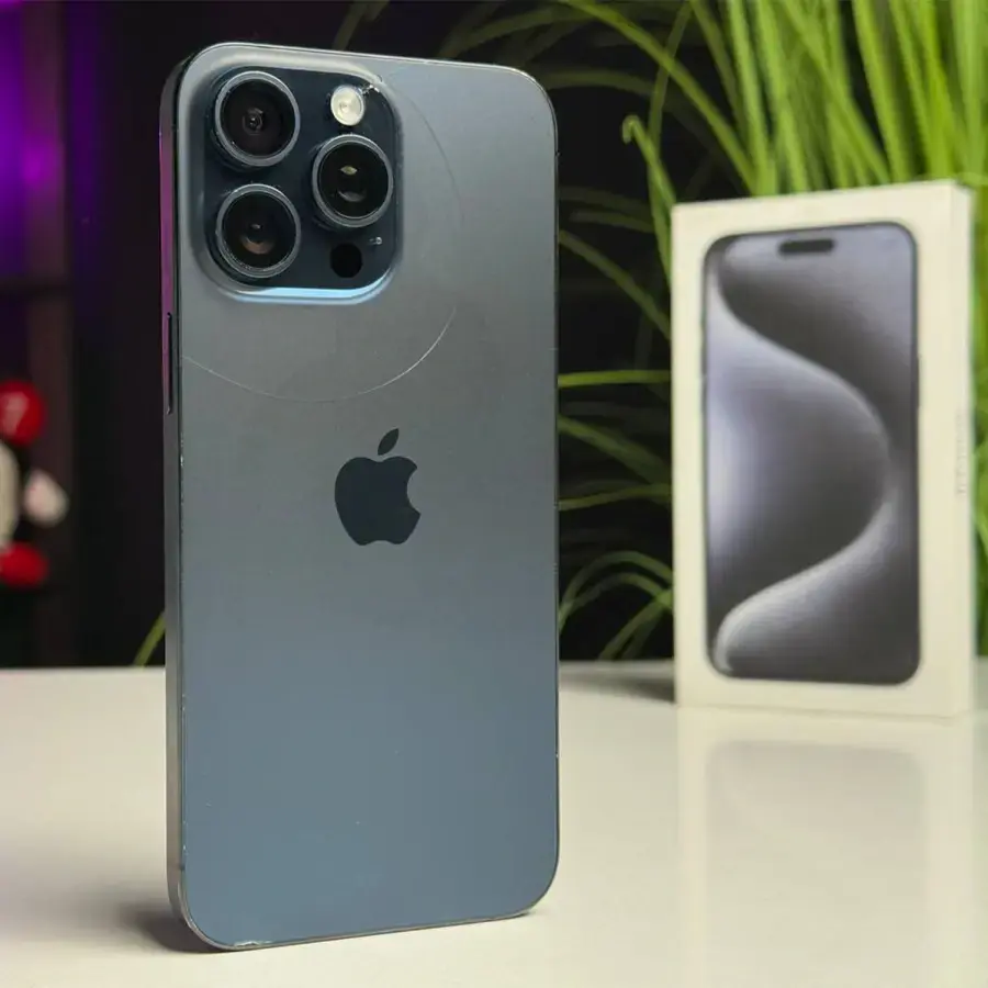 Б/У Apple iPhone 15 Pro Max 256GB Blue Titanium (MU7A3) - Состояние: удовлетворительный | Аккумулятор: 91% | Комплектация: полный | Гарантія: 1 мес.