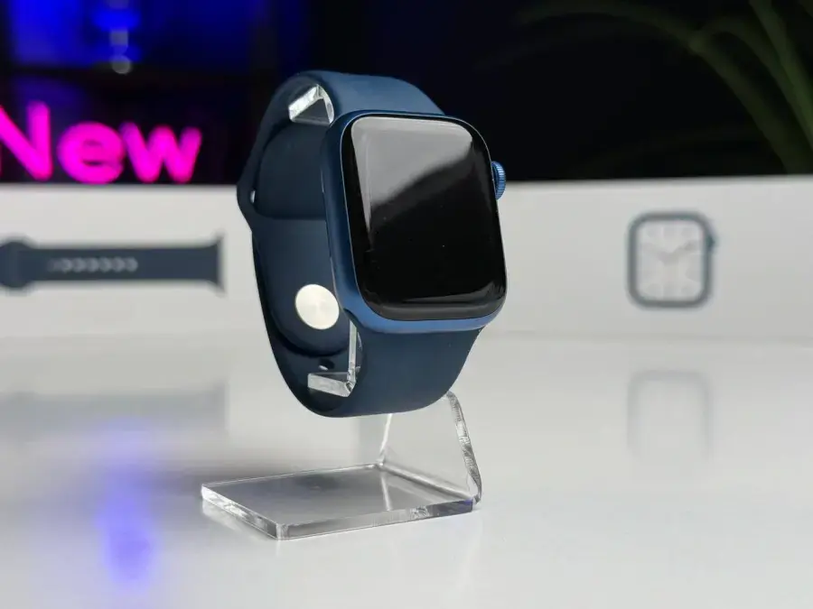 ВЖИВАНИЙ Apple Watch Series 7 GPS 41mm Blue Aluminum Case with Abyss Blue Sport Band (MKN13) - Стан: гарний (мікро подряпини на екрані) | Акумулятор: 100% | Комплектація: повний | Гарантія: 1 міс.