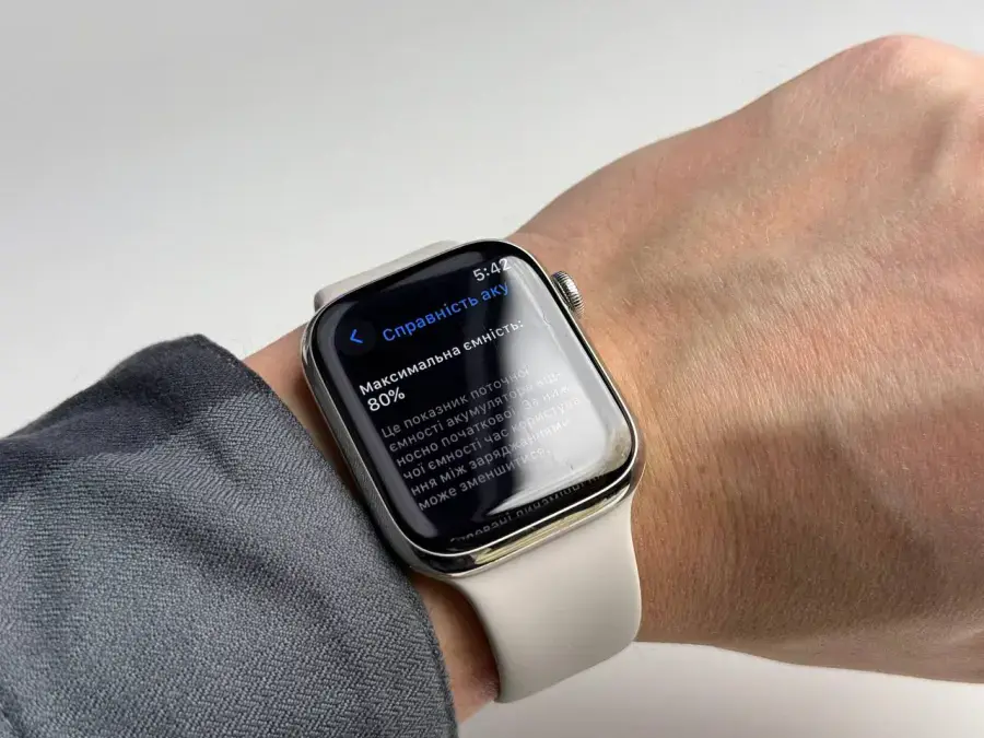 ВЖИВАНИЙ Apple Watch Series 7 GPS + Cellular 45mm Space Black Titanium with Graphite Milanese Loop (ML8V3, ML773) - Стан: гарний (є сліди використання) | Акумулятор: 80% | Комплектація: повний | Гарантія: 1 міс.