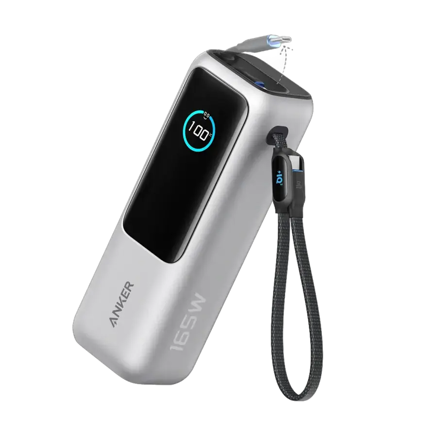 Зовнішній акумулятор [павербанк] із вбудованим і висувним кабелями Anker Power Bank 25К 165W - Silver (A1695H41)
