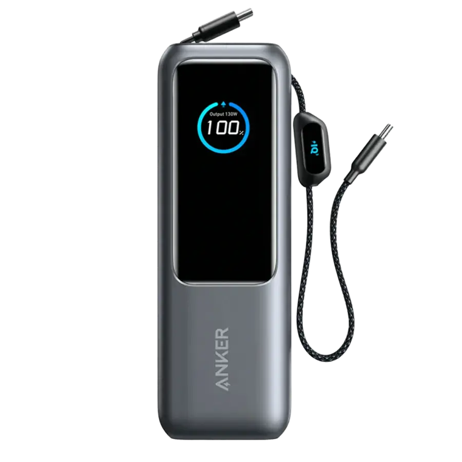 Зовнішній акумулятор [павербанк] із вбудованим і висувним кабелями Anker Power Bank 25К 165W - Space Black (A1695H11)