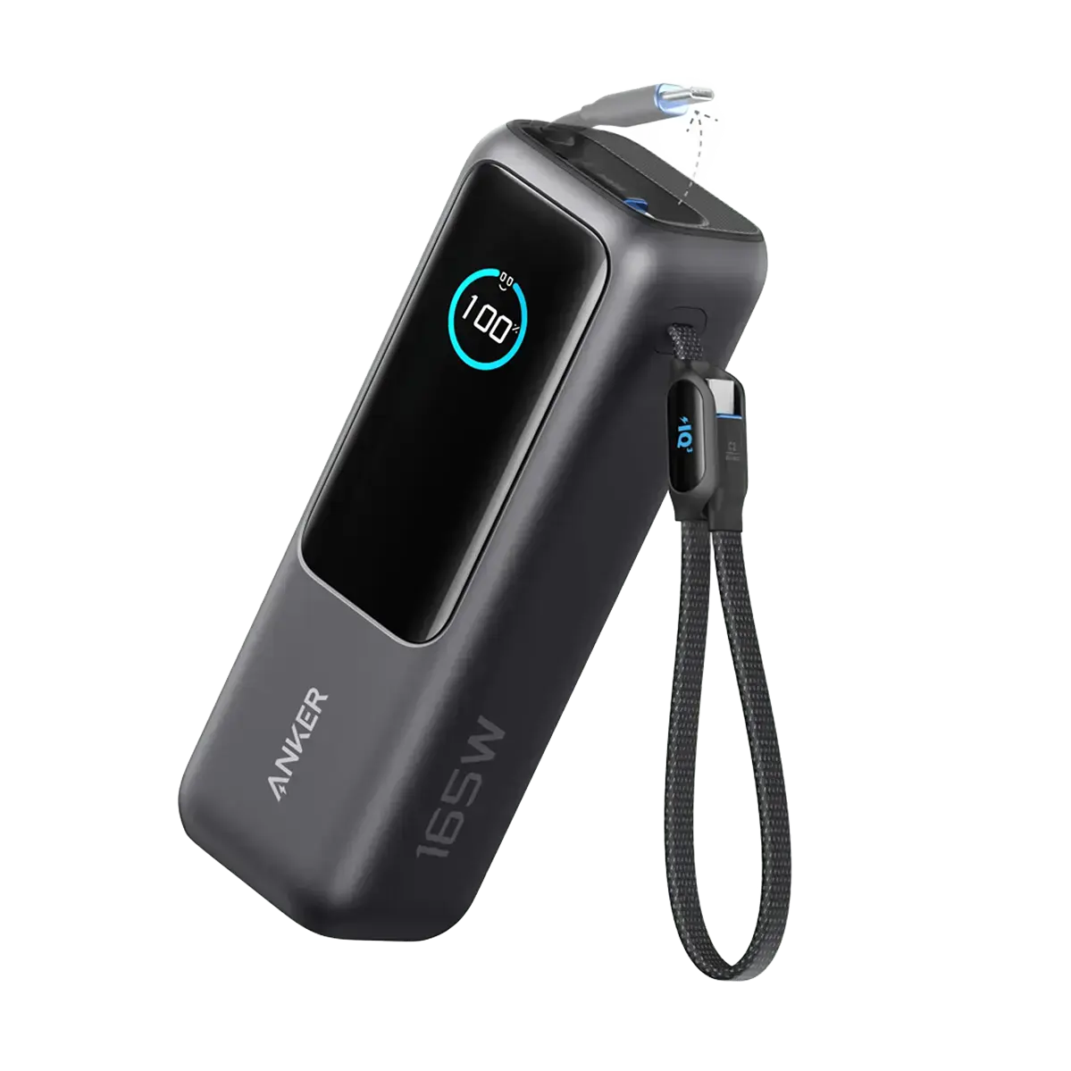 Внешний аккумулятор [павербанк] со встроенным и выдвижным кабелями Anker Power Bank 25К 165W - Space Black (A1695H11)