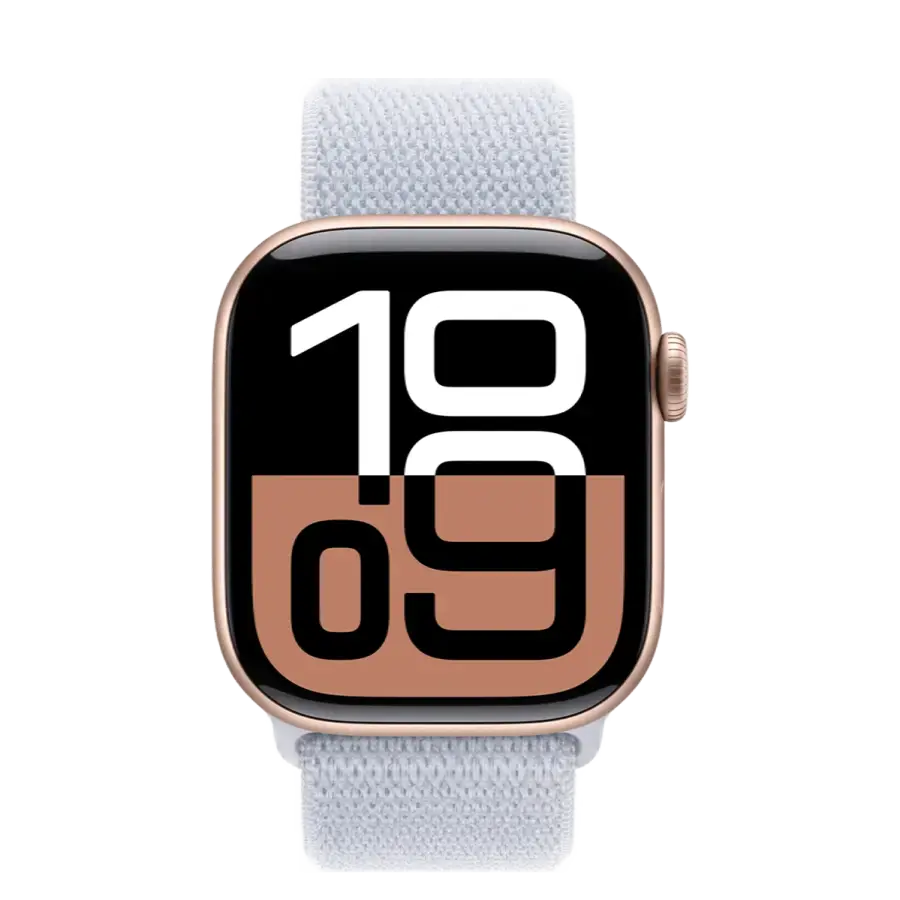 Apple Watch Series 10 GPS 42mm Rose Gold Aluminum Case with Blue Cloud Sport Loop (MWWY3+MXKX3)