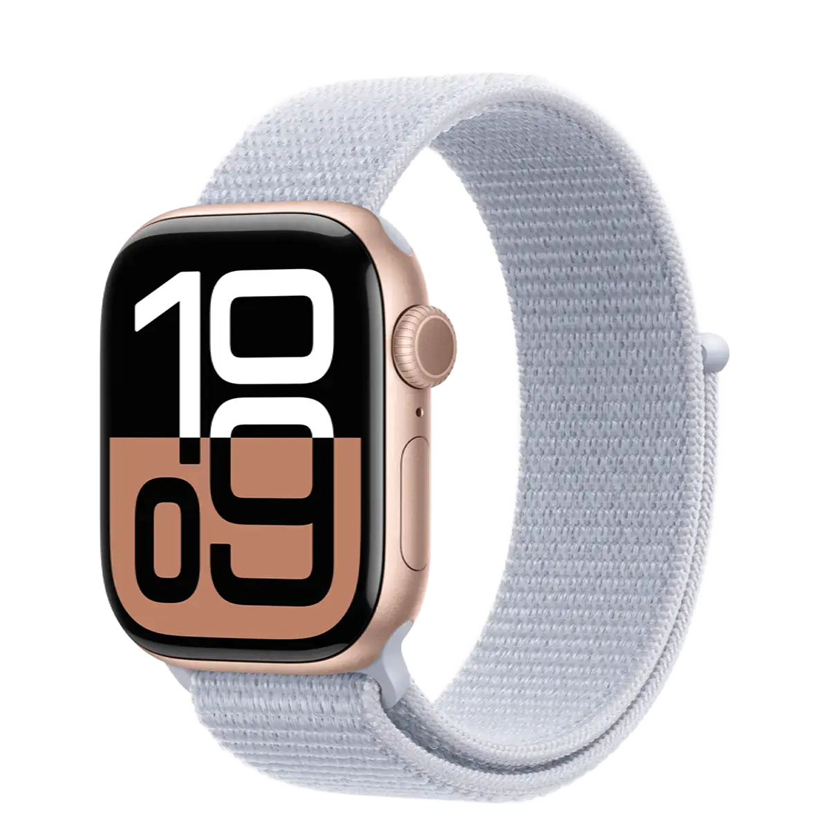 Apple Watch Series 10 GPS 42mm Rose Gold Aluminum Case with Blue Cloud Sport Loop (MWWY3+MXKX3)