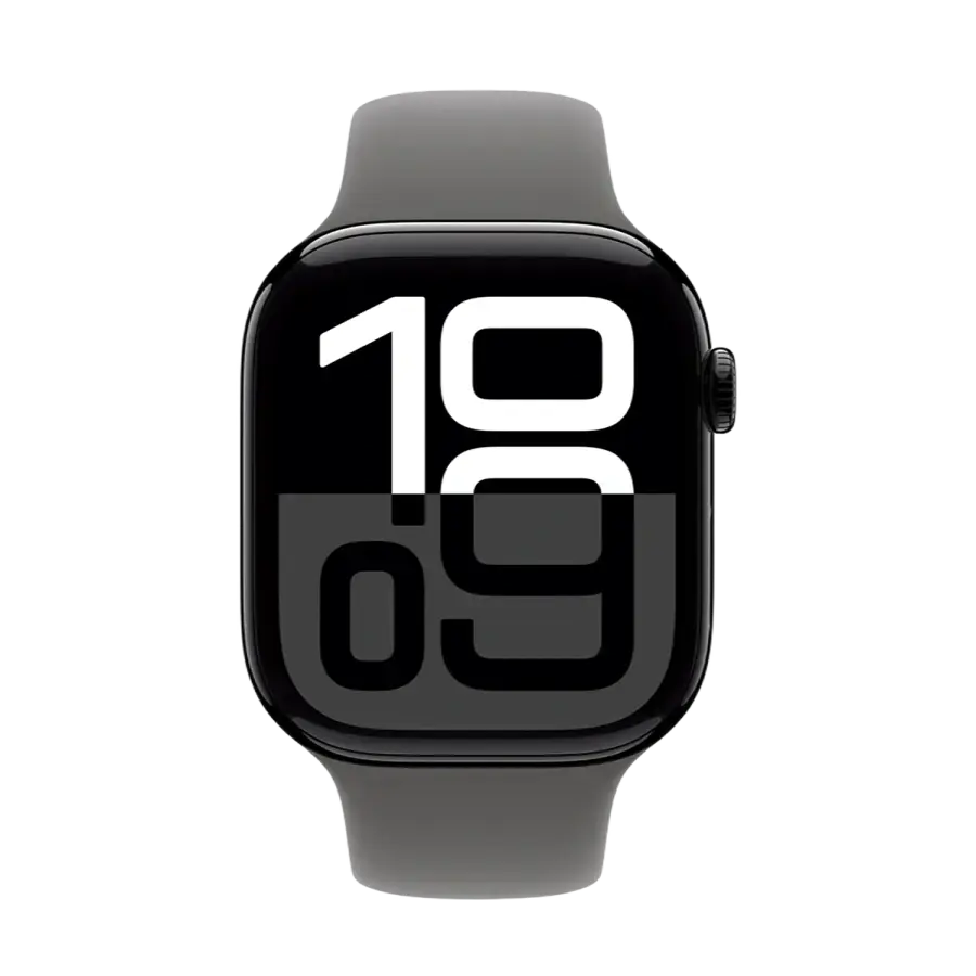 Apple Watch Series 10 GPS 46mm Jet Black Aluminum Case with Stone Gray Sport Band - M/L (MWX13+MXLY3)