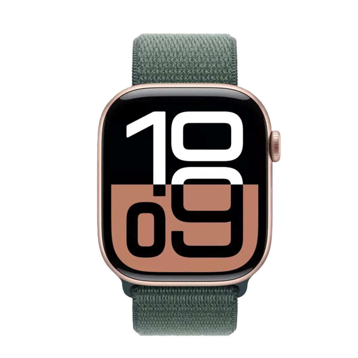 Apple Watch Series 10 GPS 46mm Rose Gold Aluminum Case with Lake Green Sport Loop (MWX23+MXL83)