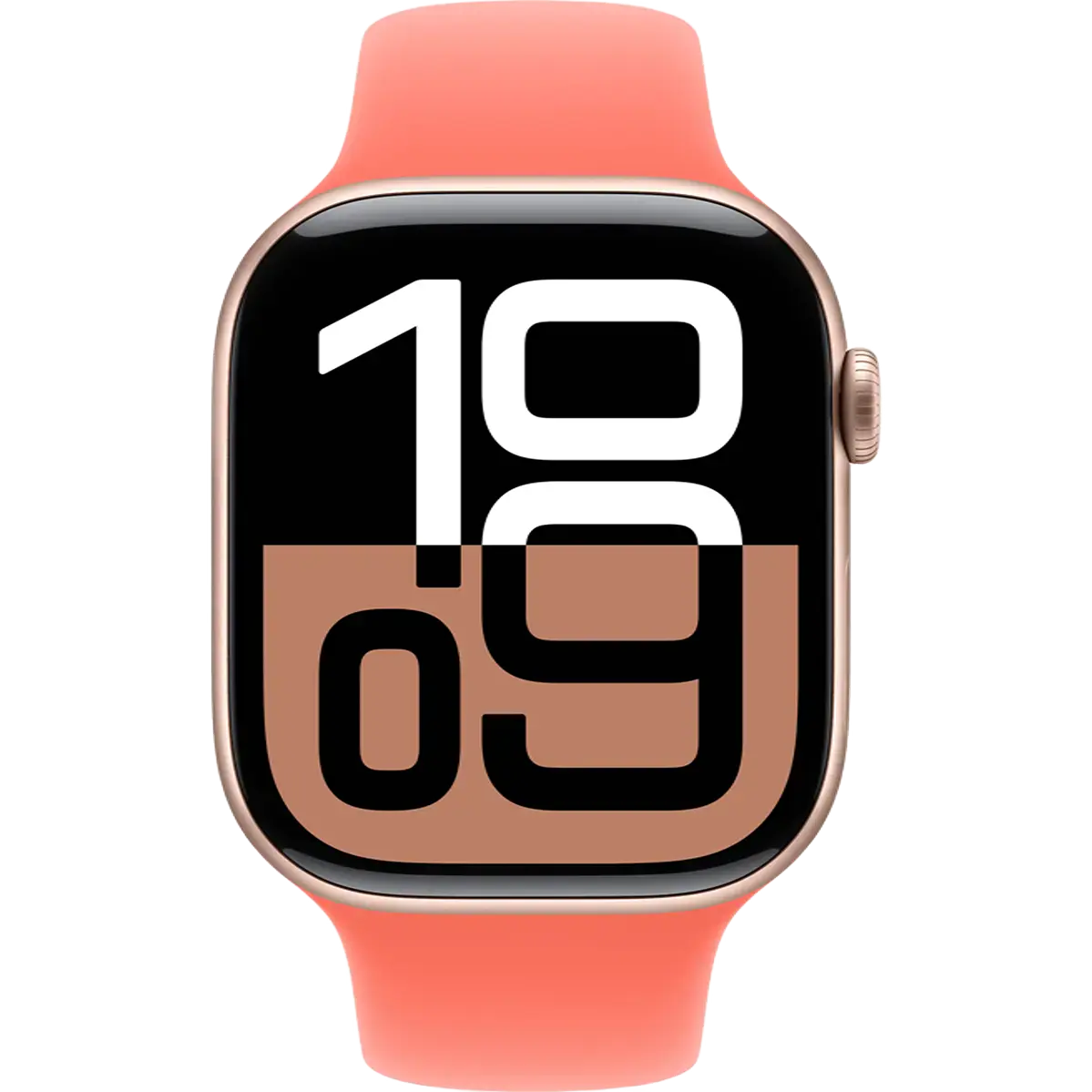 Apple Watch Series 10 GPS 46mm Rose Gold Aluminum Case with Tangerine Sport Band - S/M (MWX23+MDT54)