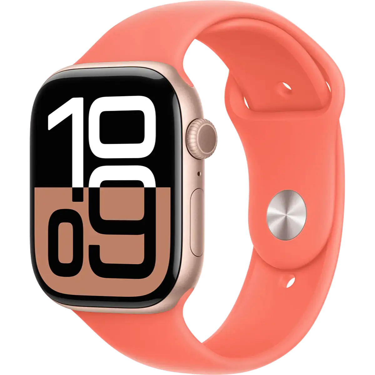 Apple Watch Series 10 GPS 46mm Rose Gold Aluminum Case with Tangerine Sport Band - S/M (MWX23+MDT54)