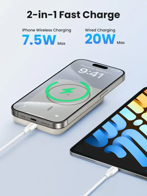 Магнітний павербанк UGREEN PB561 Wireless Magnetic Power Bank 10000mAh - Black (25919)