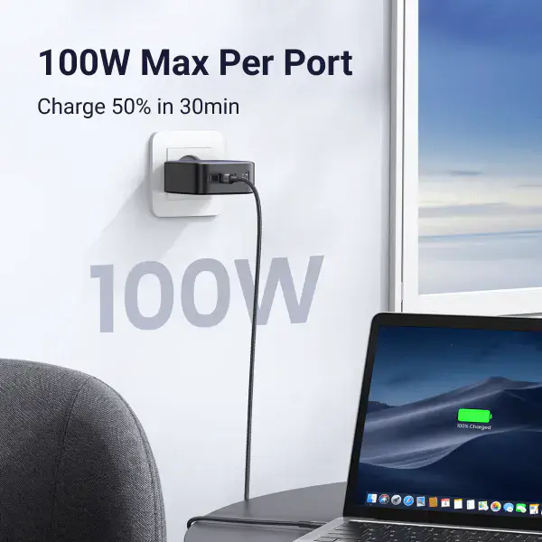 Сетевое зарядное устройство UGREEN CD226 Nexode 100W USB-C GaN Charger-4 Port Wall Charger (40747)
