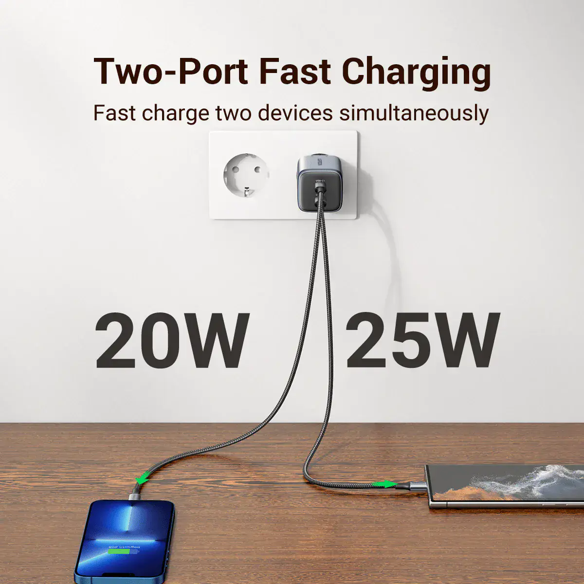 Сетевое зарядное устройство UGREEN CD294 Nexode 45W USB-C GaN Charger-2 Ports Wall Charger (90573)