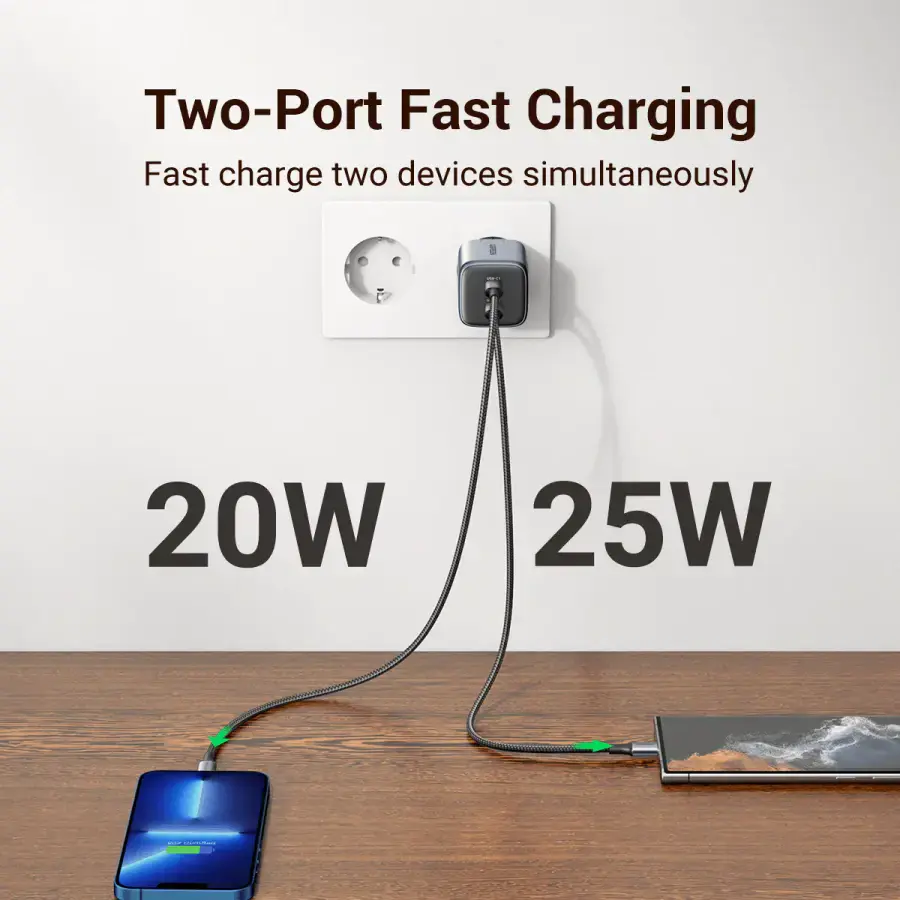 Мережевий зарядний пристрій UGREEN CD294 Nexode 45W USB-C GaN Charger-2 Ports Wall Charger (90573)