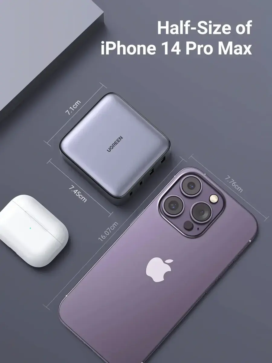 Мережевий зарядний пристрій UGREEN CD327 Nexode 65W USB-C GaN Table Charger (90747)